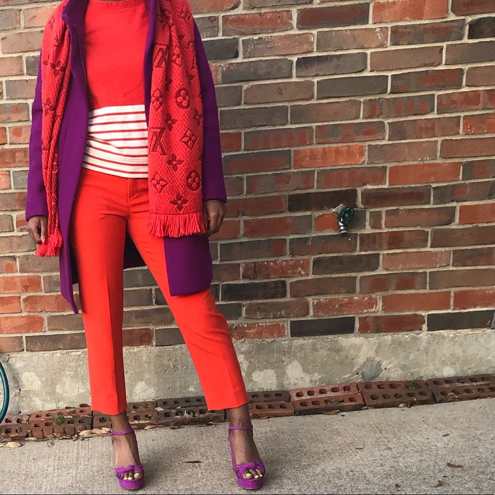 J. Crew Orange Striped Top